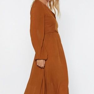 Nastygal rust long sleeve dress sz 8 EUC